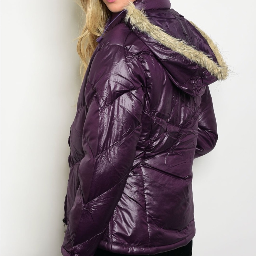 Purple Hooded Puffer Jacket - Picture 11 of 11
